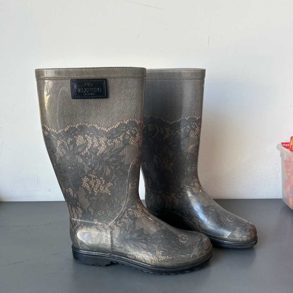 Valentino lace rain boots size 8